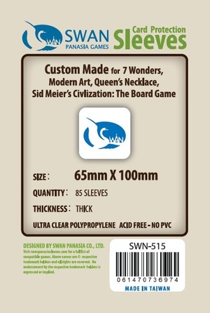 Monopolis Swan Panasia 7 Wonders 65x100 Card Sleeve Board Game Accessories