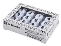 Monopolis 12 Set D6 White Dice Set with Black Large Numbering Accessory, Tabletop, Board and Card Game